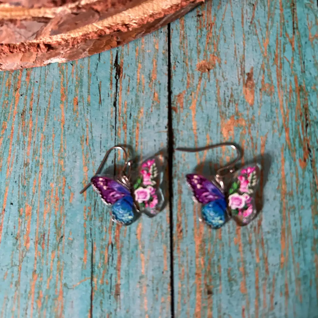 Colorful Butterfly Earrings & Necklace Set