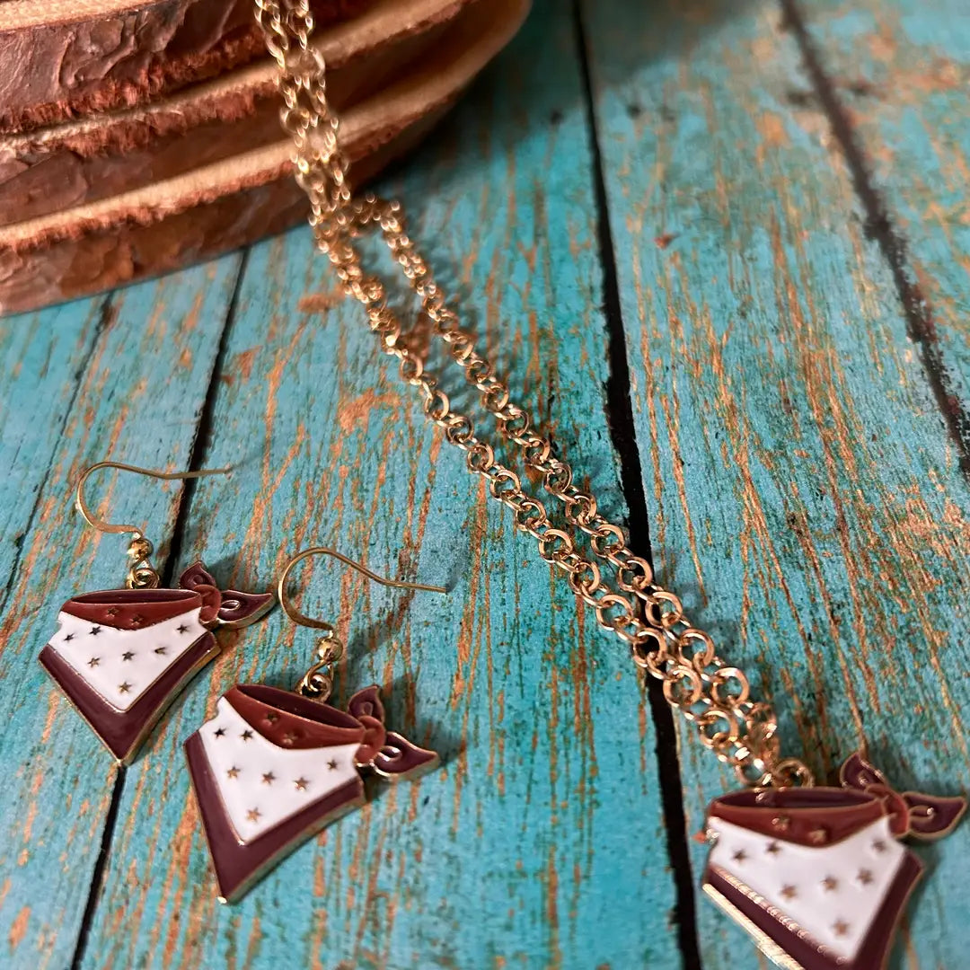 Western Cowgirl Neck Scarf Earring & Necklace Set