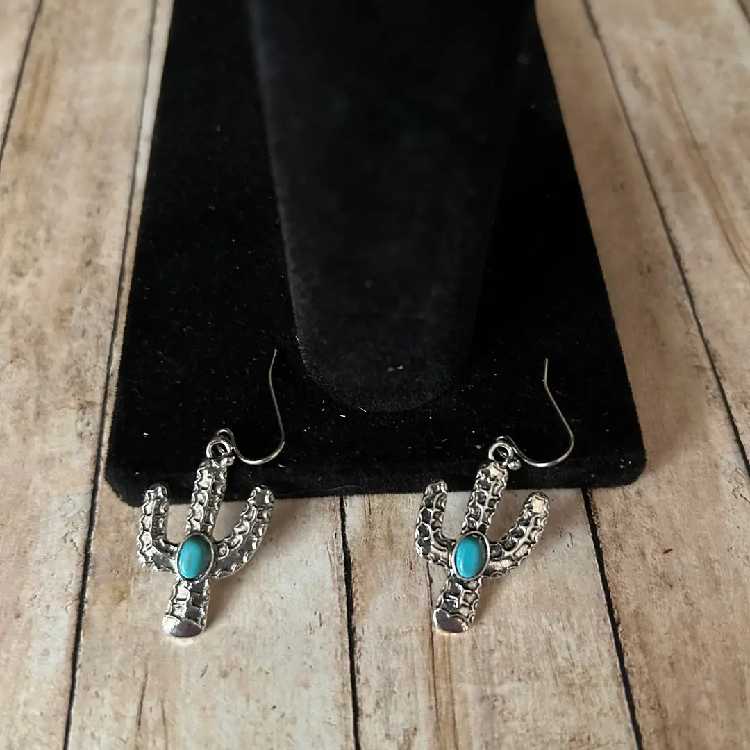 Western Cactus Necklace and Earring Set