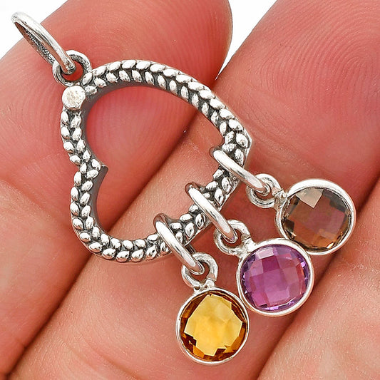 Heart - Citrine, Amethyst & Smoky Quartz Pendant P-1731 SDP147839-0