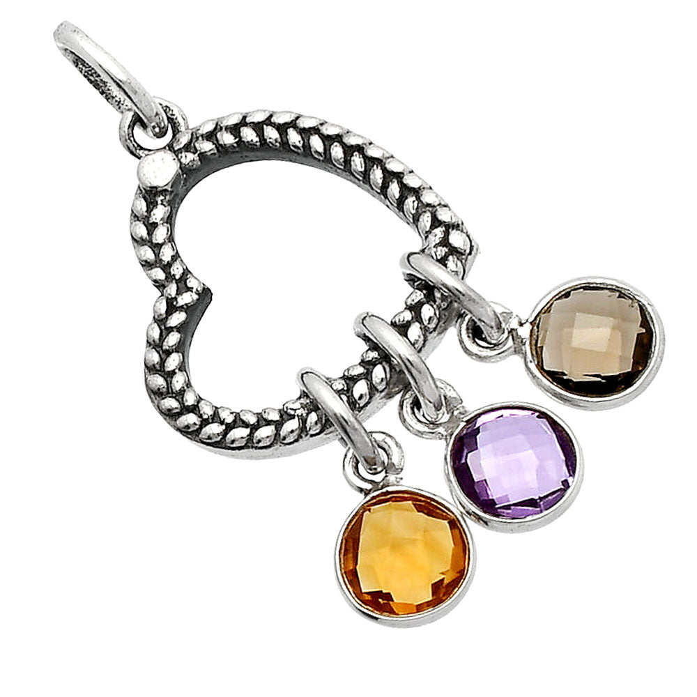 Heart - Citrine, Amethyst & Smoky Quartz Pendant P-1731 SDP147839-1