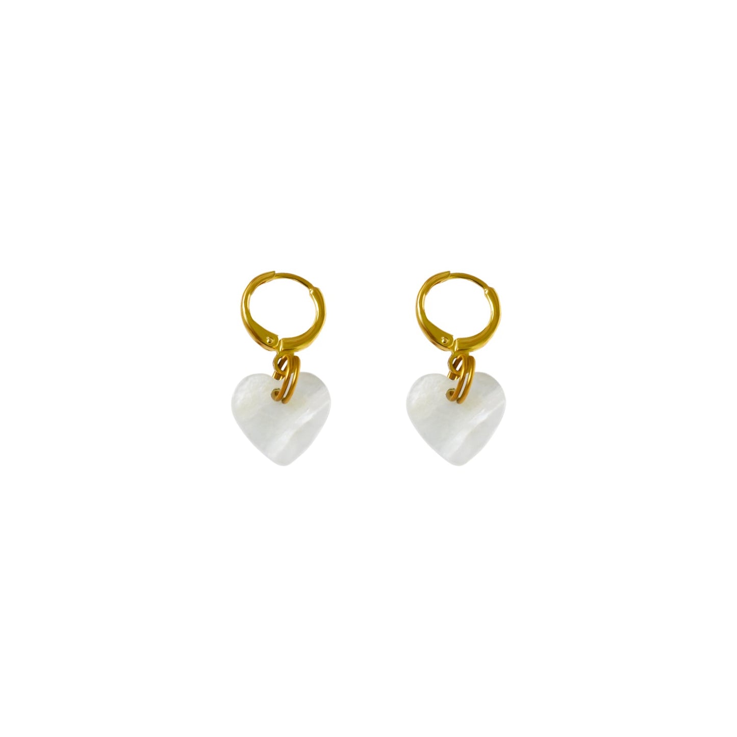 Mother of Pearl Heart Earrings-0