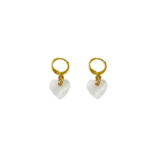 Mother of Pearl Heart Earrings-0