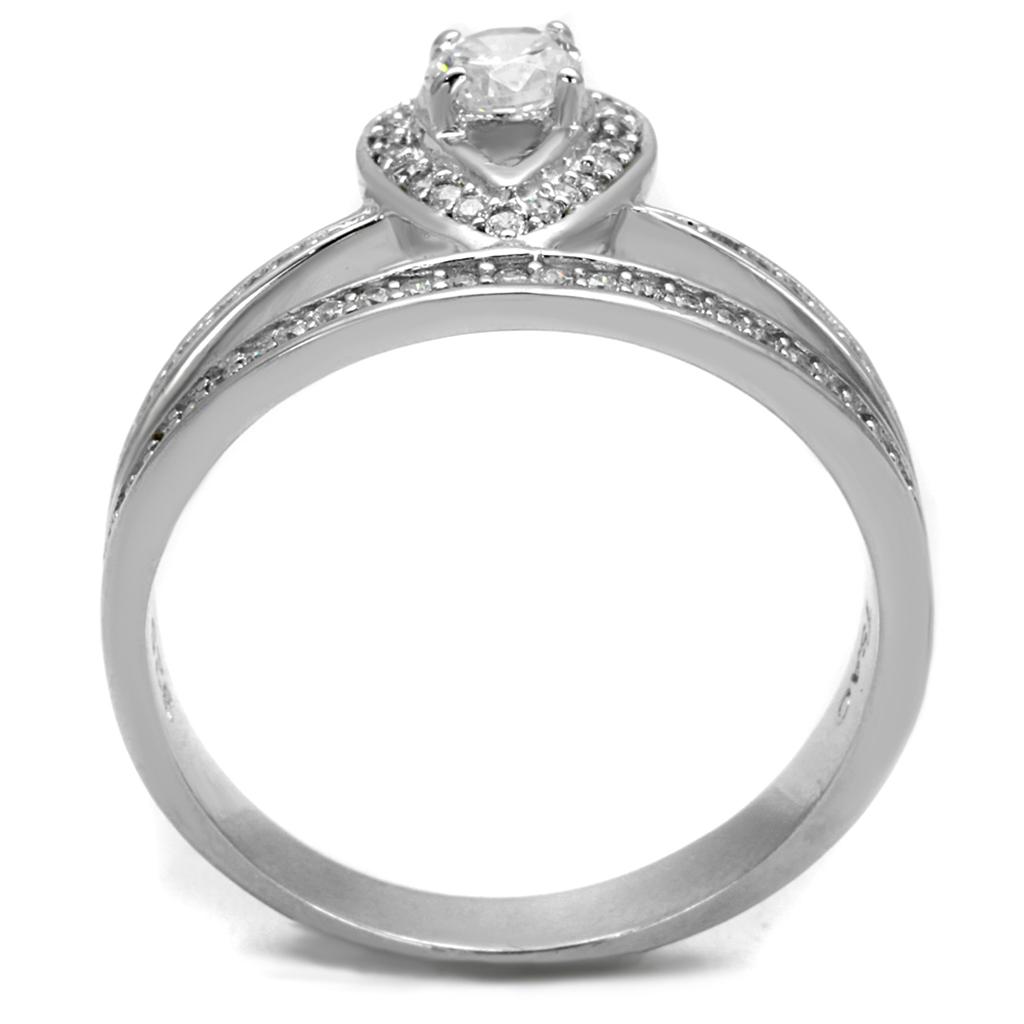 TS476 - Rhodium 925 Sterling Silver Ring with AAA Grade CZ  in Clear-2