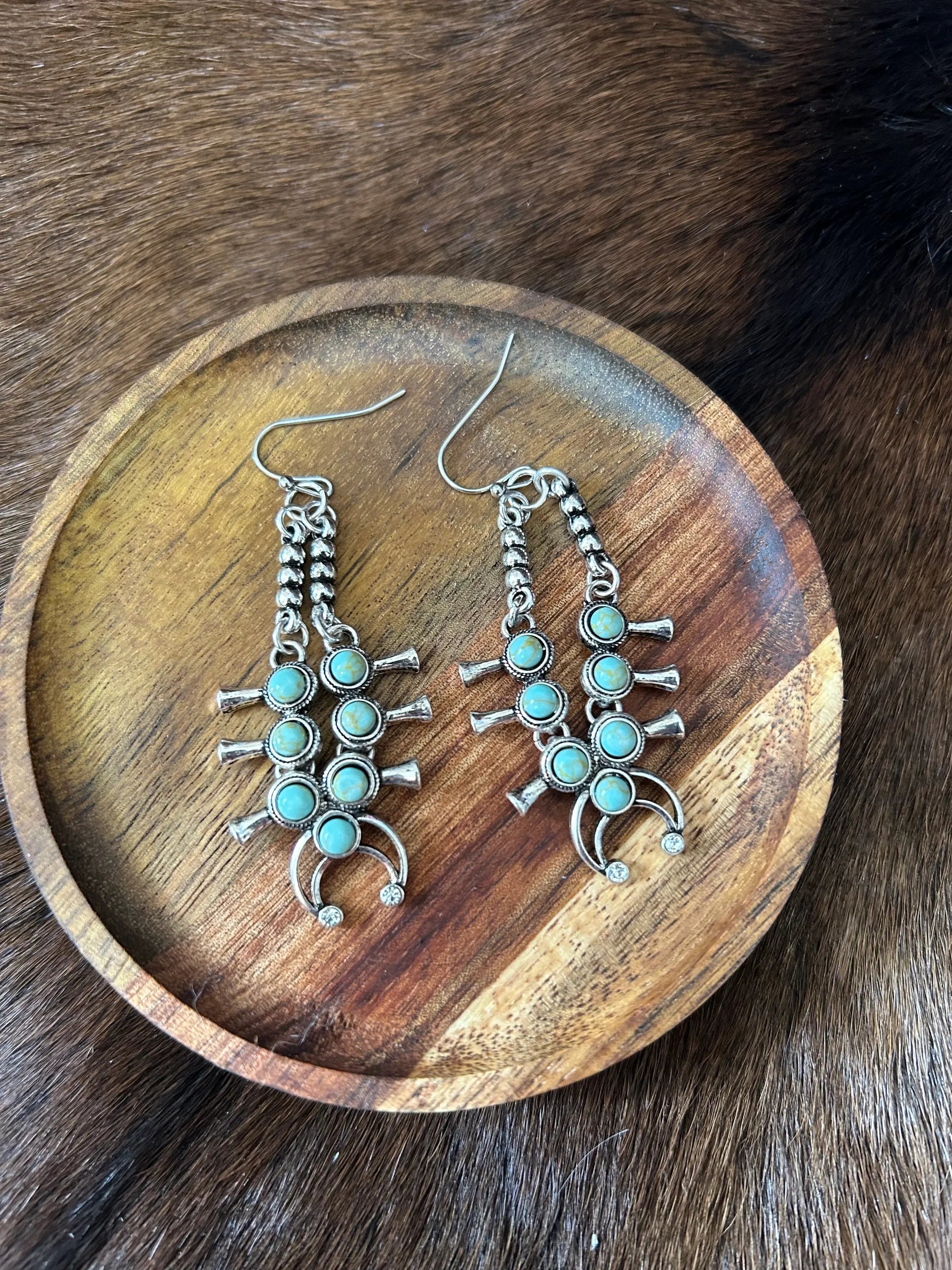 Western Bohemian Dangle Earrings Turquoise