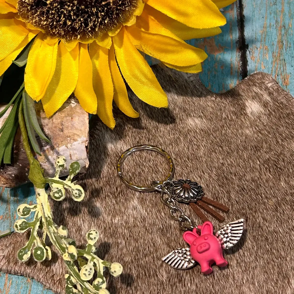 Western When Pigs Fly Keychain