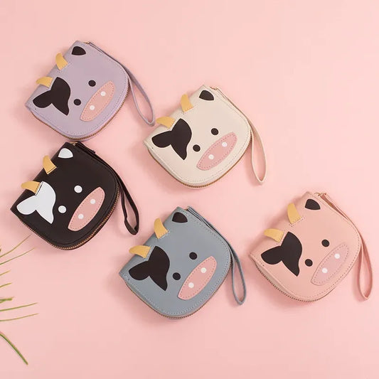 Cows Pu Leather Zipper Coin Purses Assorted Colors