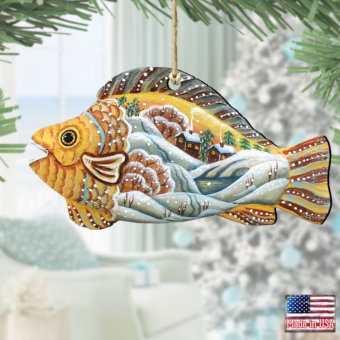 Native Fish Christmas Wooden Ornaments by G. DeBrekht - Coastal Holiday Decor - 8126132-2