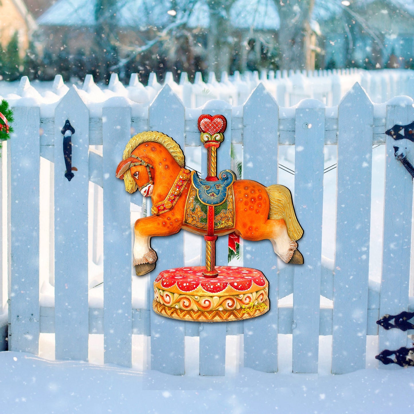 Carousel Horse Christmas Holiday Door Decor by G. DeBrekht - Carousel Holiday Decor - 8114041-1H-2