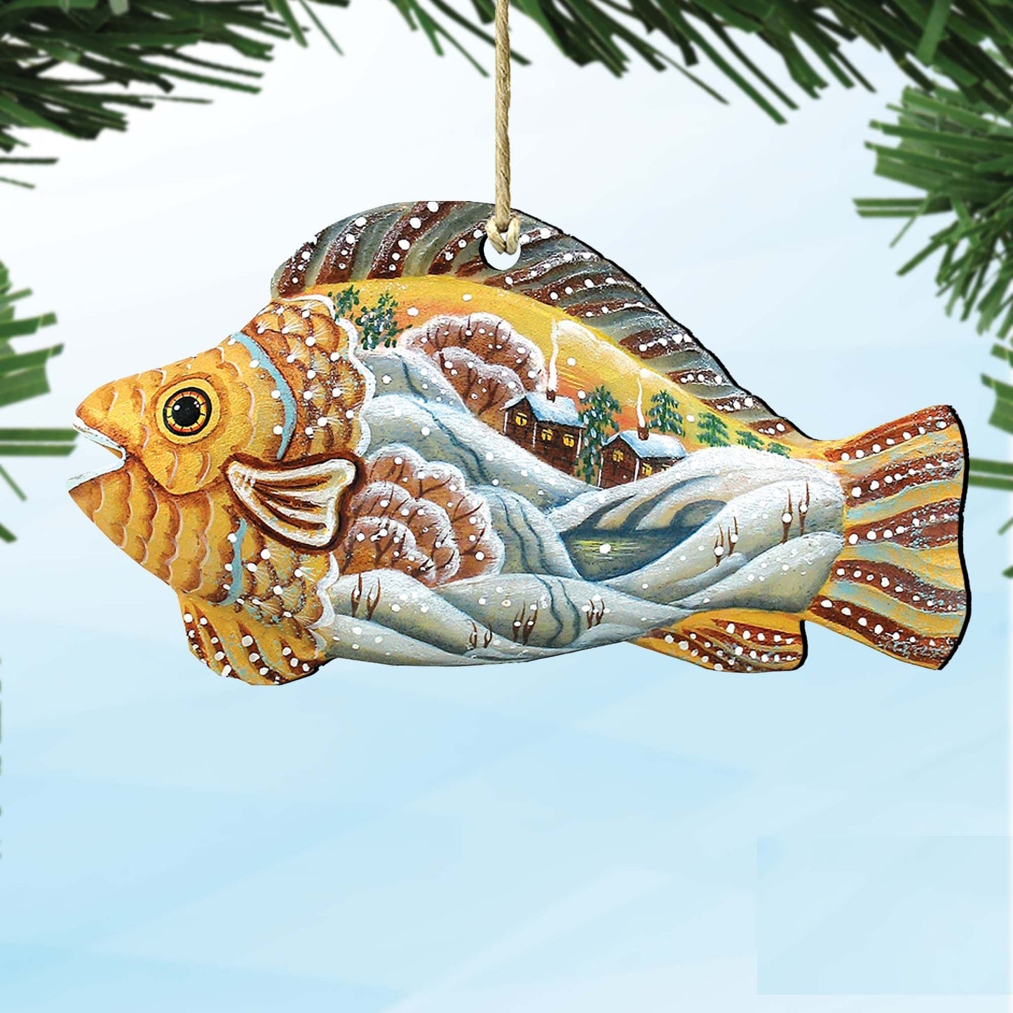 Native Fish Christmas Wooden Ornaments by G. DeBrekht - Coastal Holiday Decor - 8126132-0