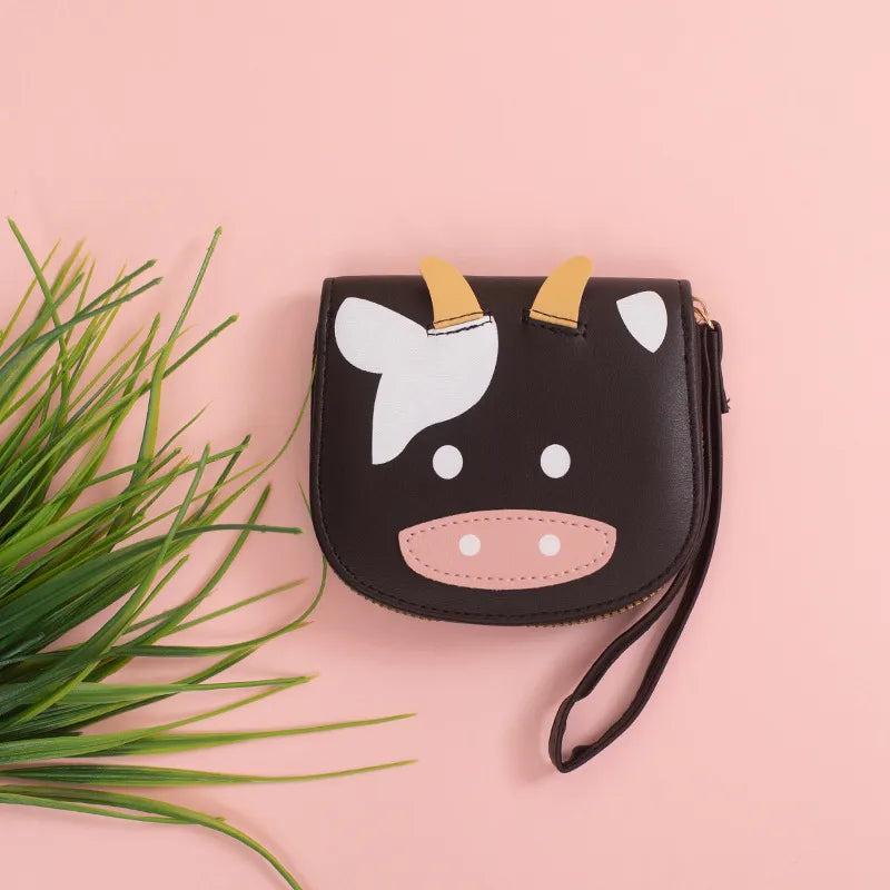 Cows Pu Leather Zipper Coin Purses Assorted Colors