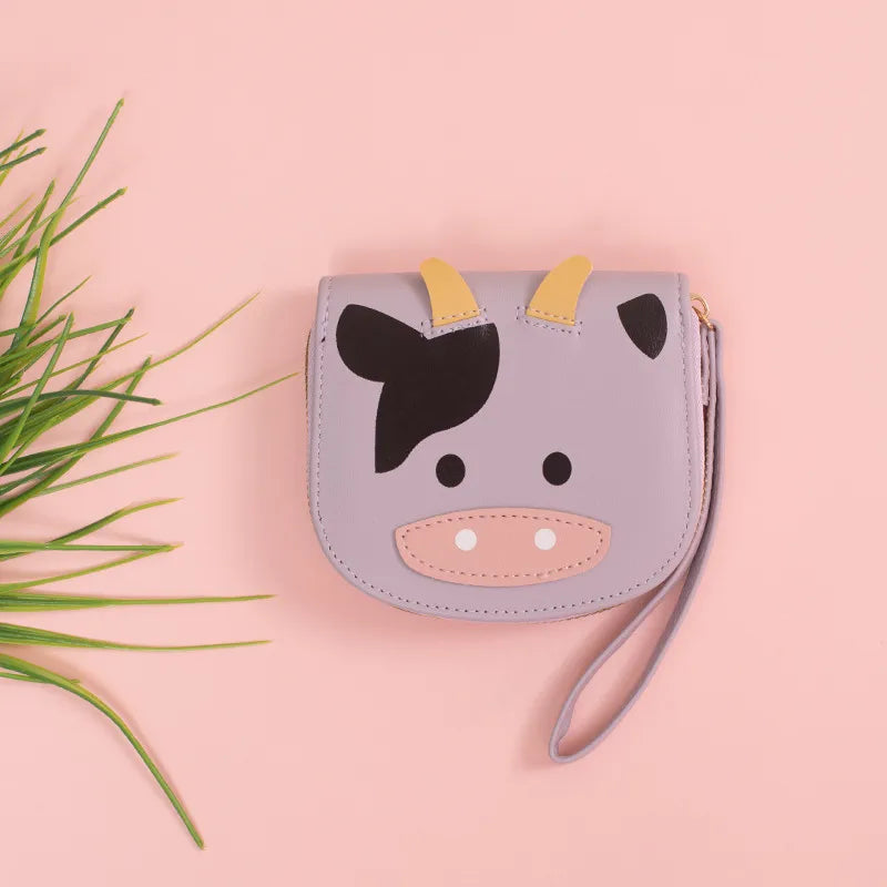 Cows Pu Leather Zipper Coin Purses Assorted Colors