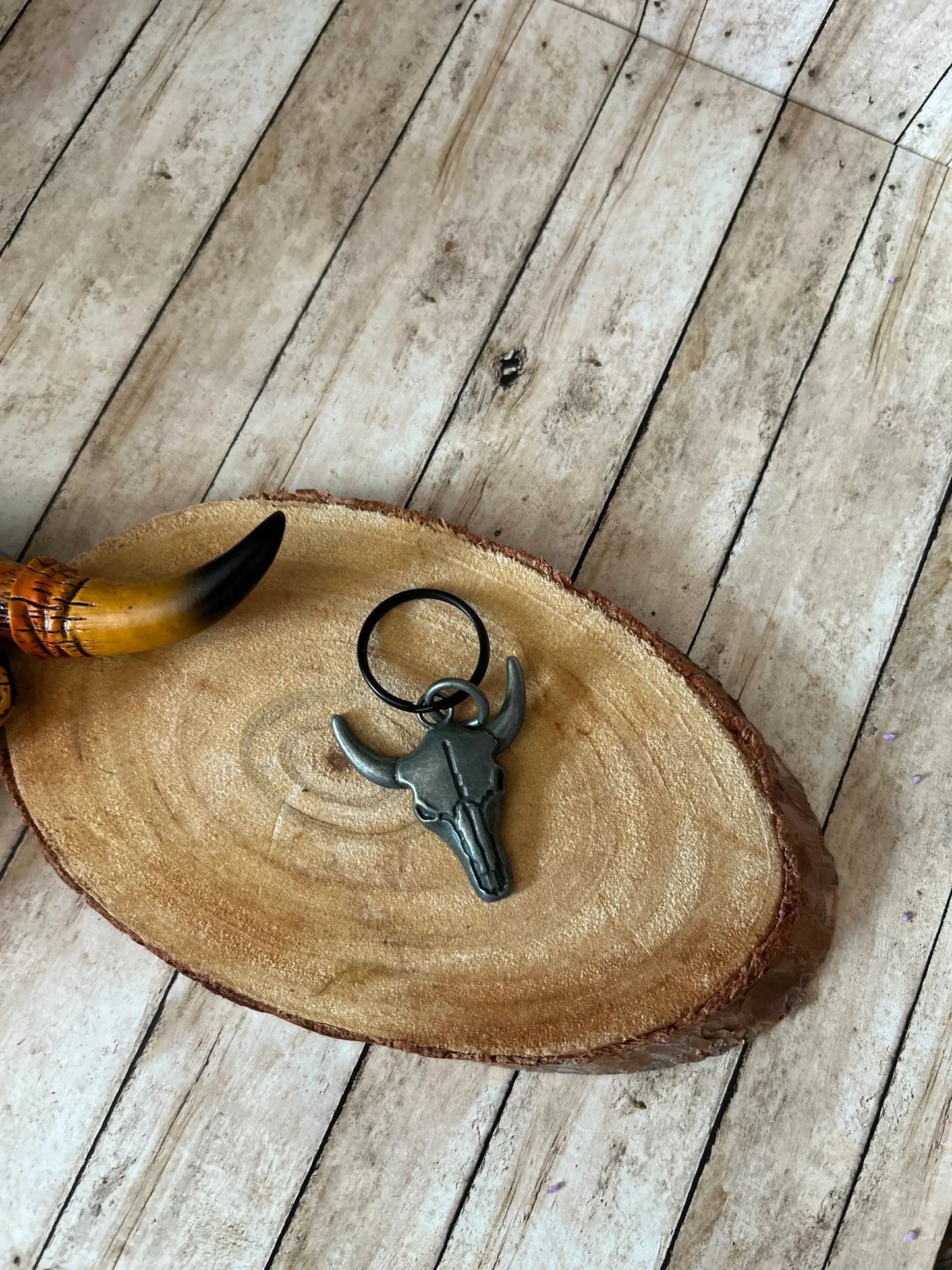 Western Metal Steer Head Keychain