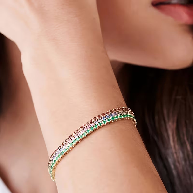 Set of 11 pcs Bohemian Style Shiny Bracelet Set for Women, Elastic Stretch Rhinestone Bracelet