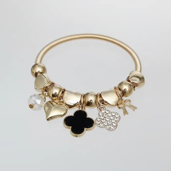 Black White Clover Jump Coil Stretch Bracelets