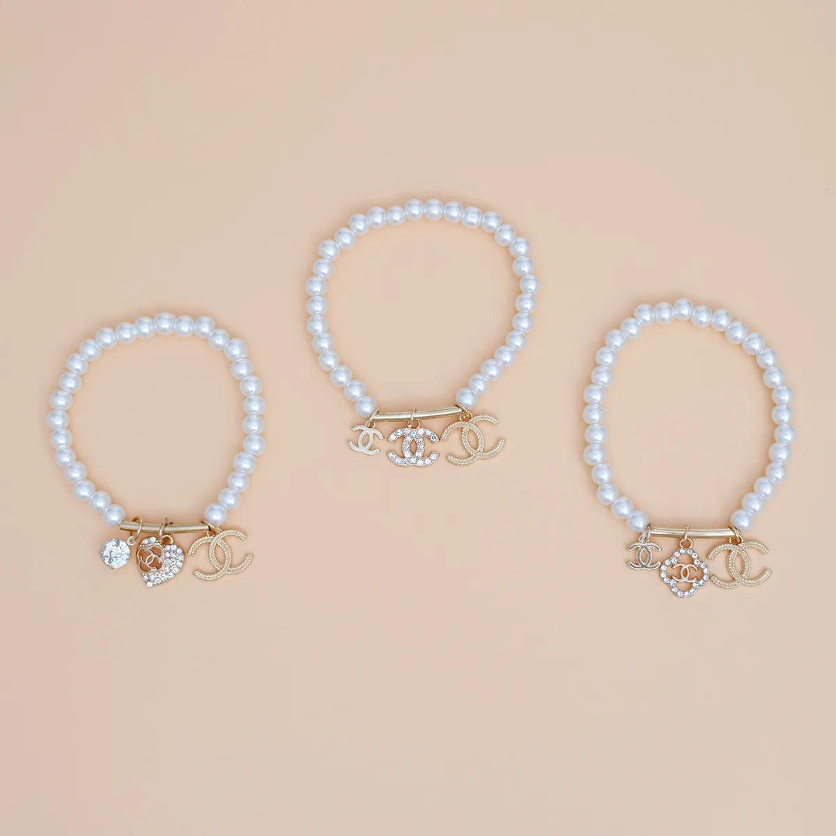 Pearl CC Bar Bracelet for Women