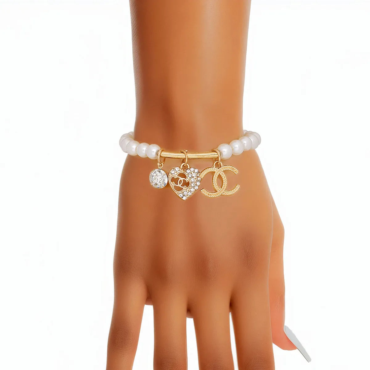 Pearl CC Bar Bracelet for Women