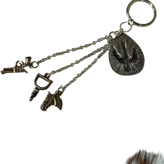 Western Keychain with Cactus Gun Spur and Horse Head Theme