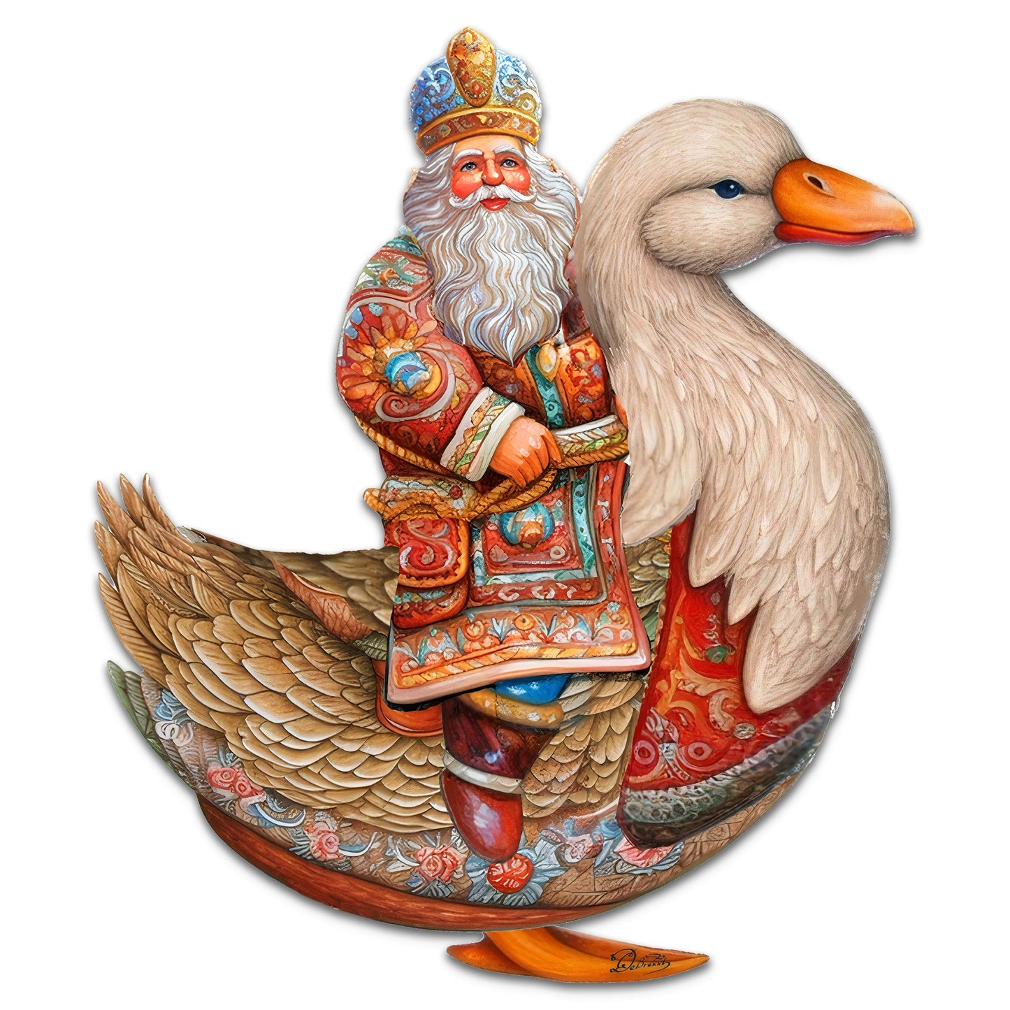 Charming Santa Riding Goose Holiday Door Decor by G. Debrekht - Christmas Santa Snowman Decor - 8611063H-4