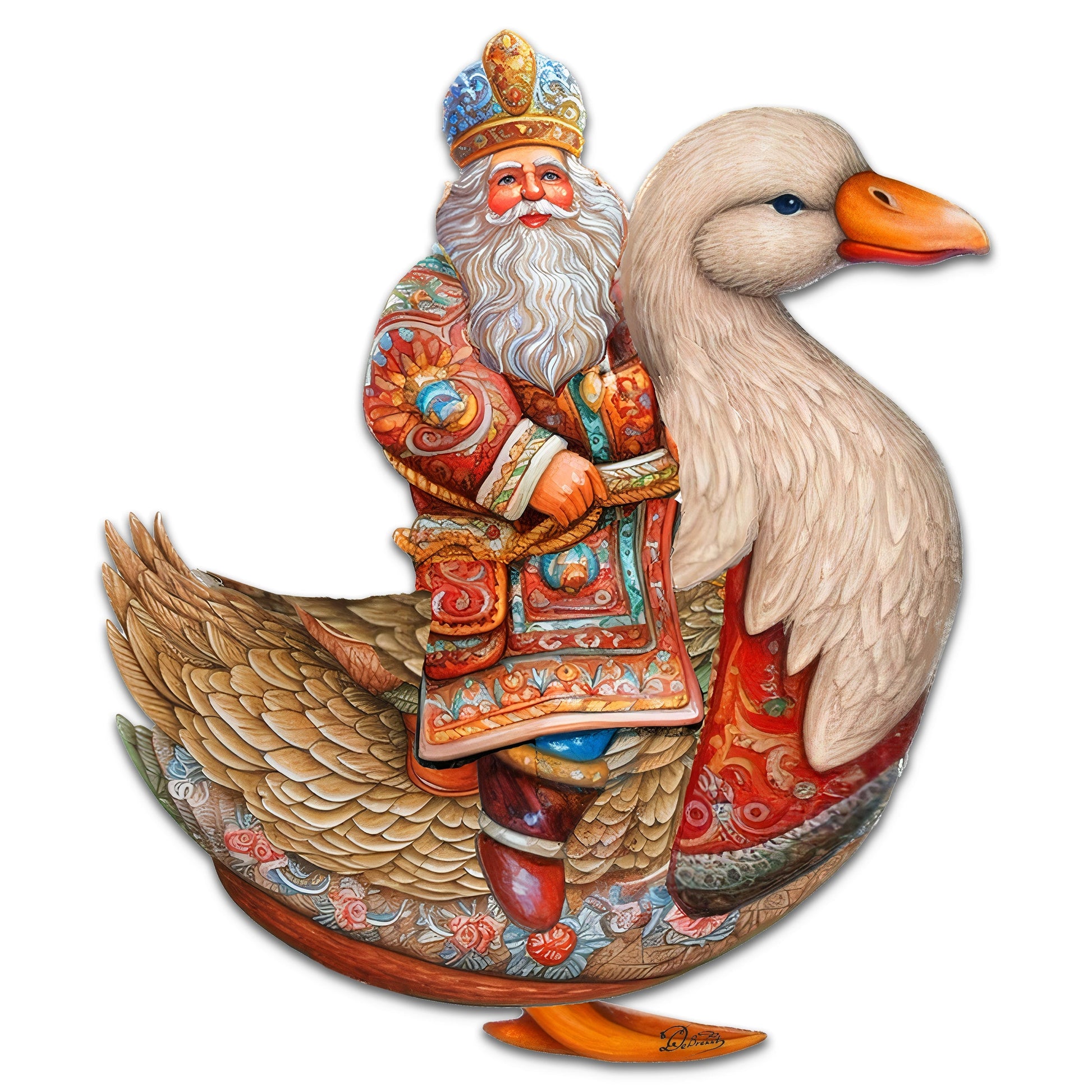 Charming Santa Riding Goose Holiday Door Decor by G. Debrekht - Christmas Santa Snowman Decor - 8611063H-4