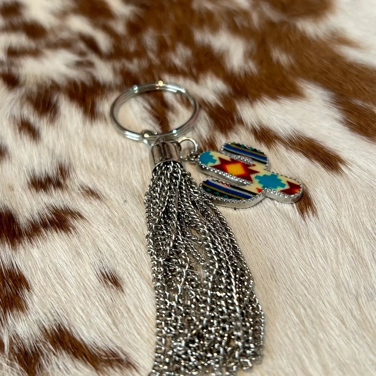 Western Colorful Cactus Keychain