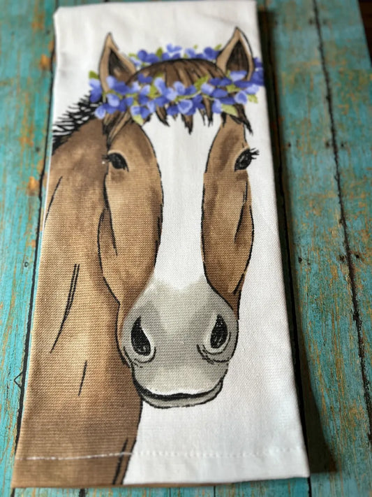 Western Farm Animal Dish Towels Theme Cow Pig Puppy and Horse