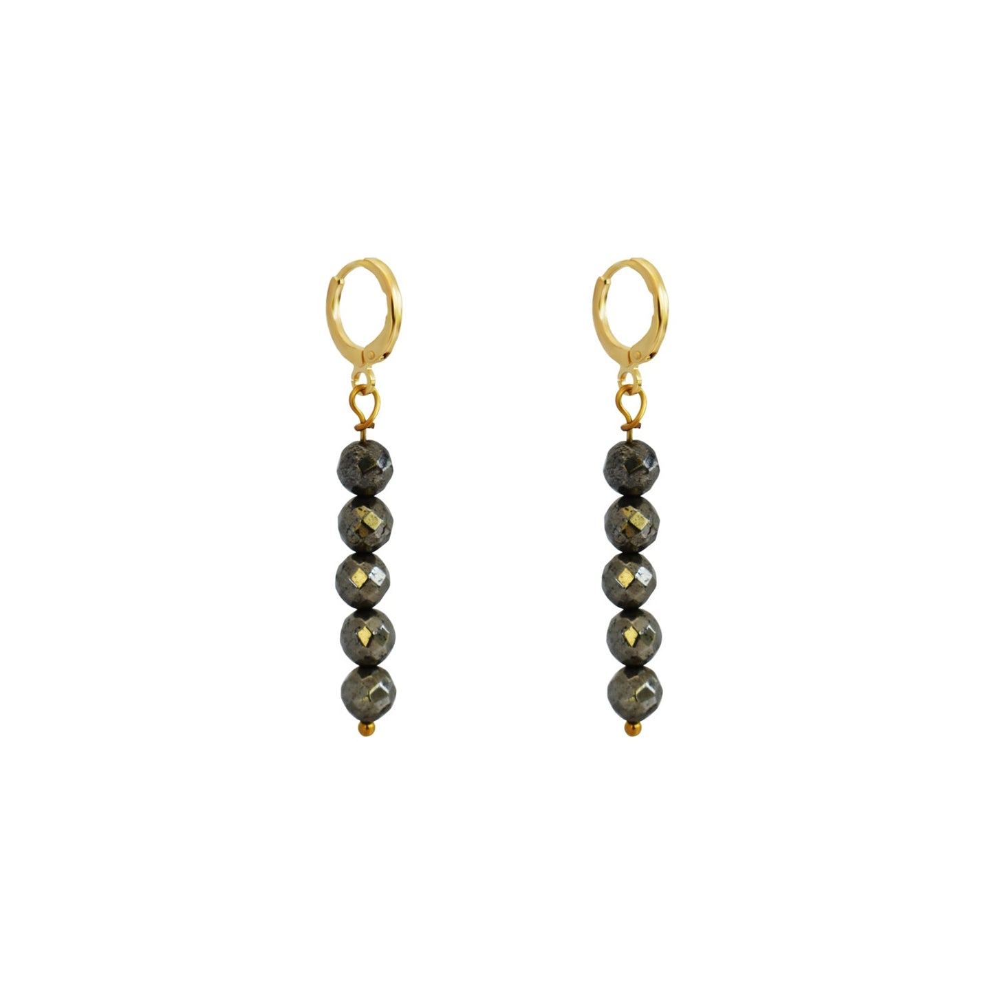 Faceted Drop of 5 Pyrite Stone Earrings-0