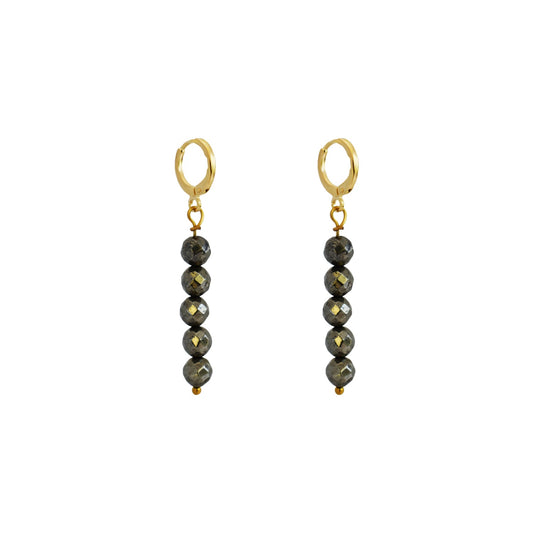 Faceted Drop of 5 Pyrite Stone Earrings-0