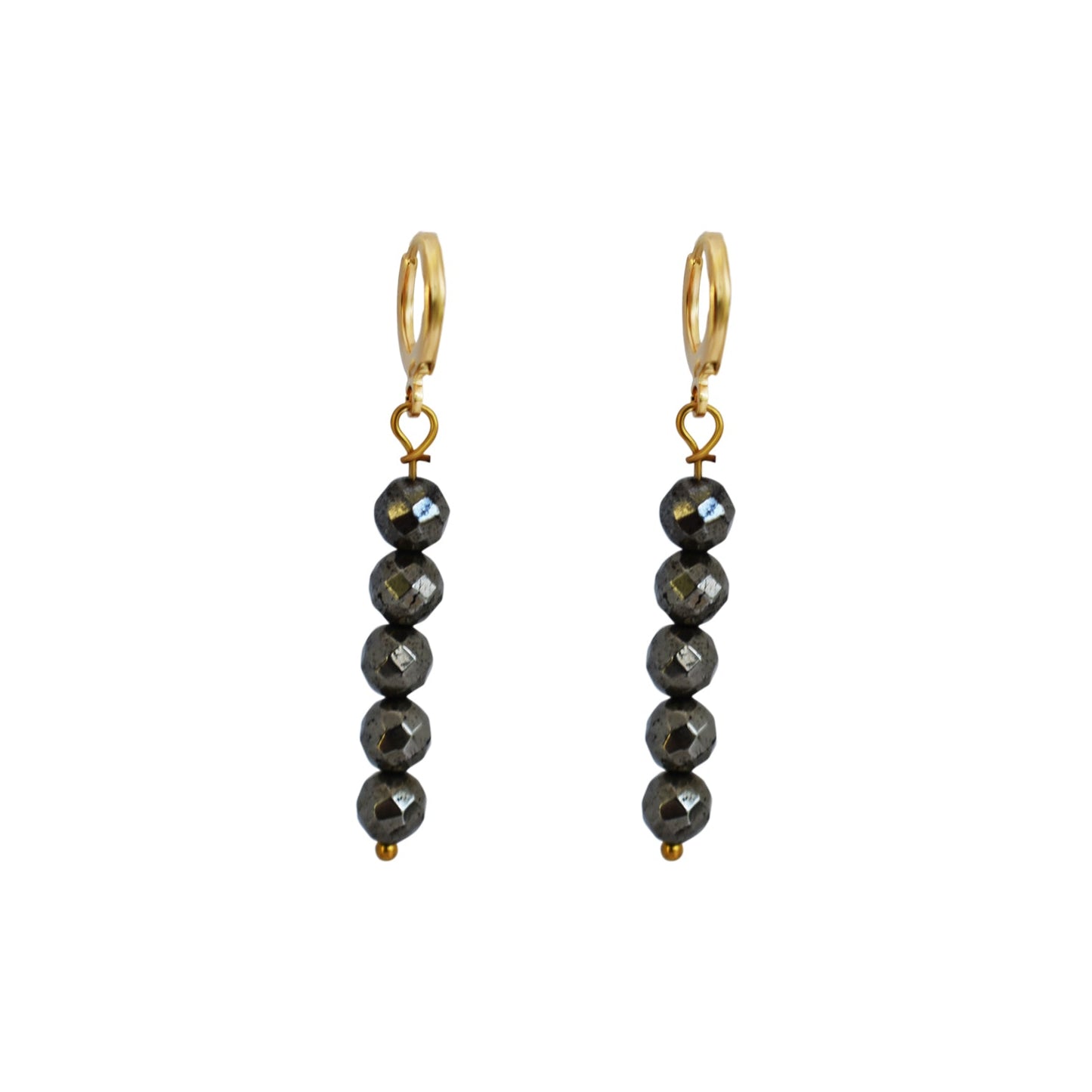 Faceted Drop of 5 Pyrite Stone Earrings-1