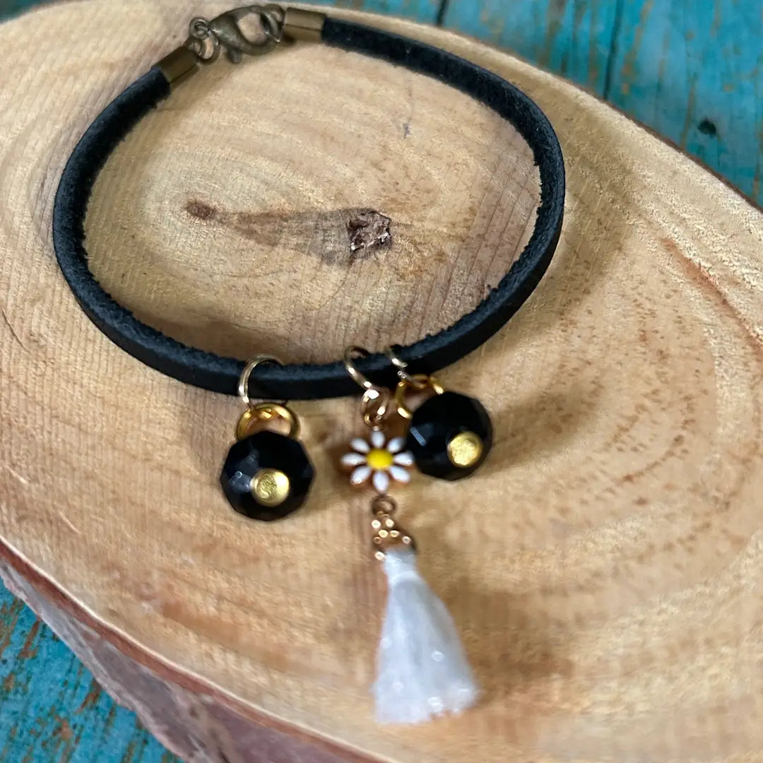 Girls Western Leather Charm Bracelet