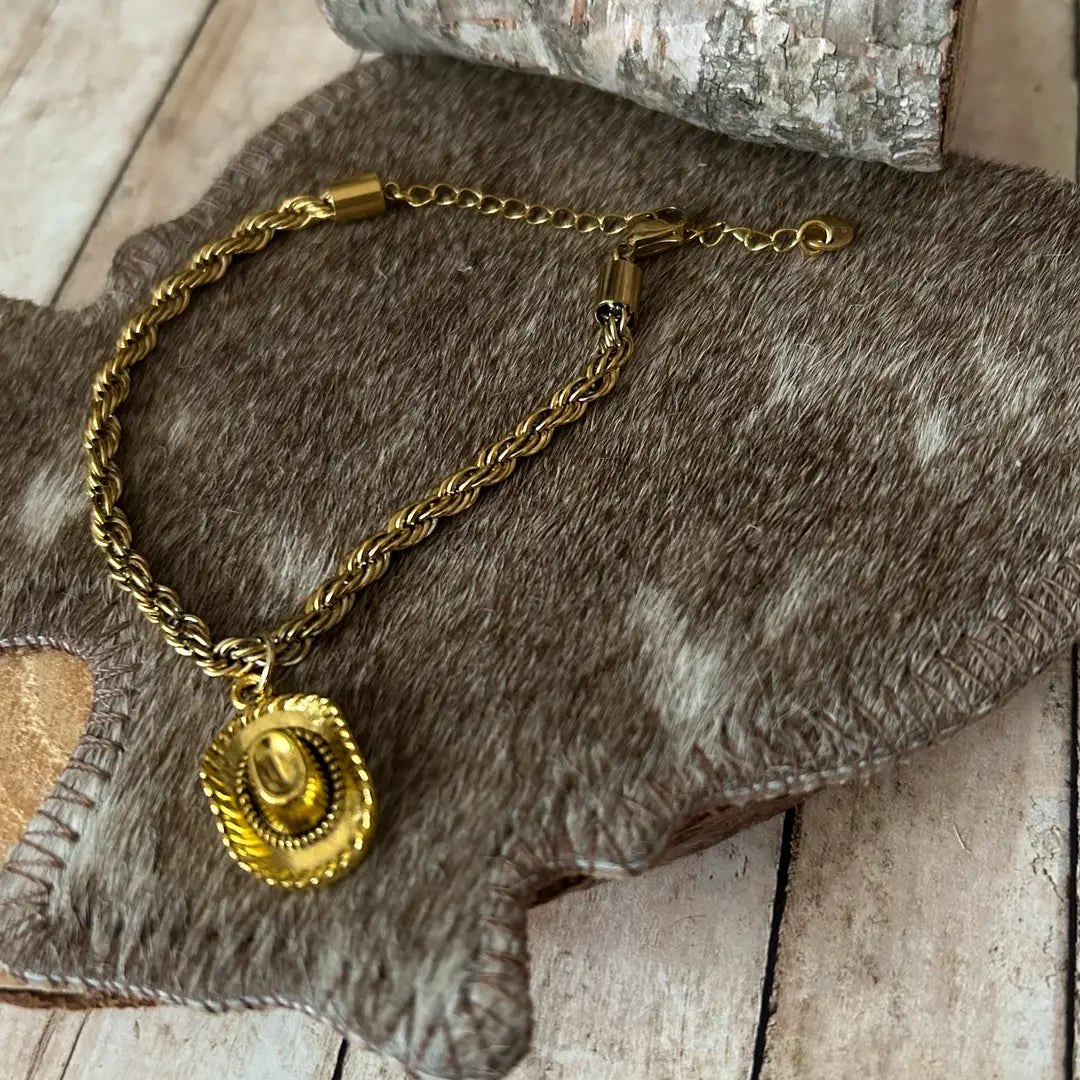 Western Cowboy Hat Rope Chain Bracelet