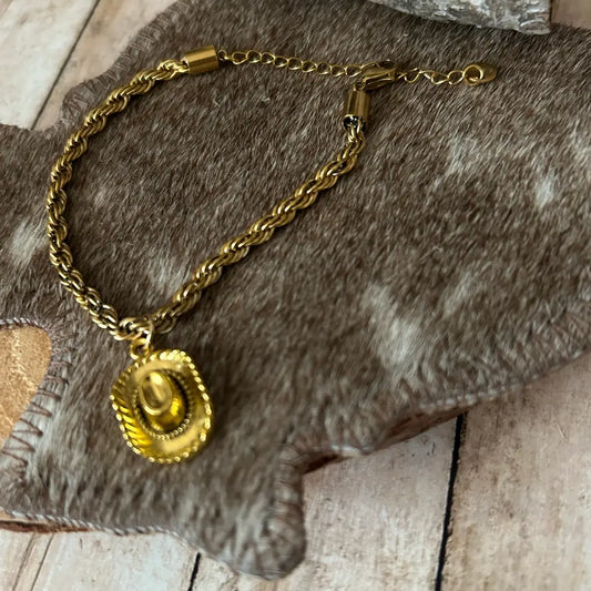 Western Cowboy Hat Rope Chain Bracelet