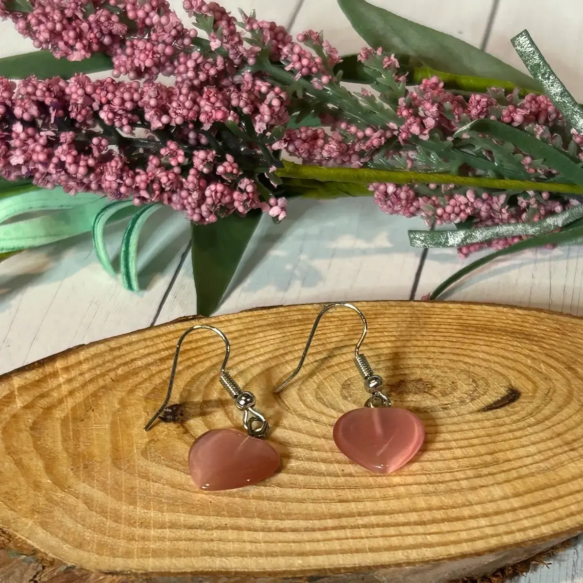 Stone Heart Shape Pendant Gemstone Pocket Carved Quartz