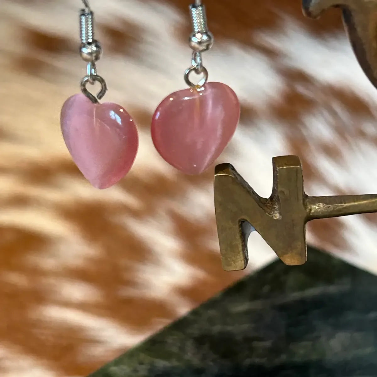 Stone Heart Shape Pendant Gemstone Pocket Carved Quartz