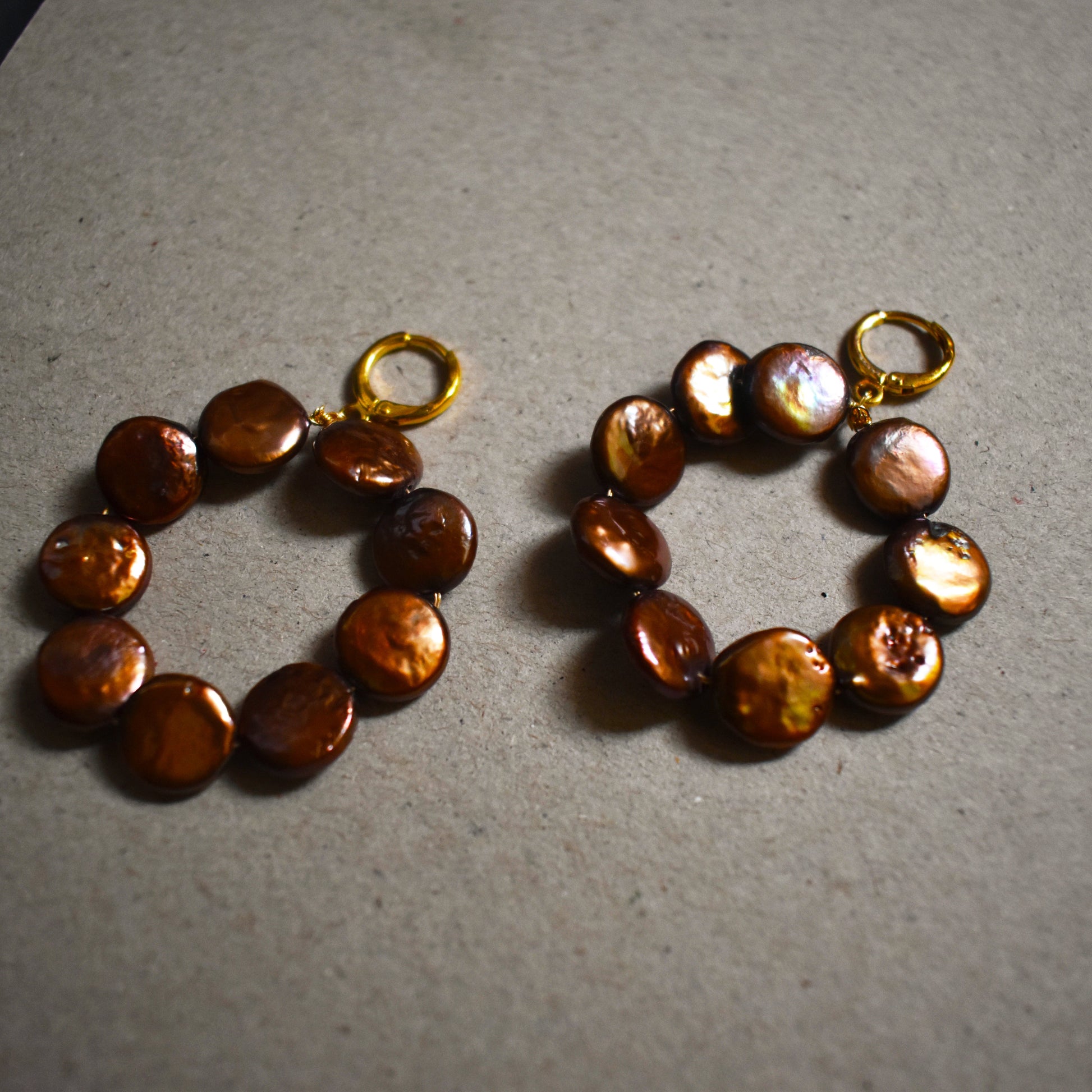 Dark brown freshwater pearl hoop earrings | by Ifemi Jewels-2