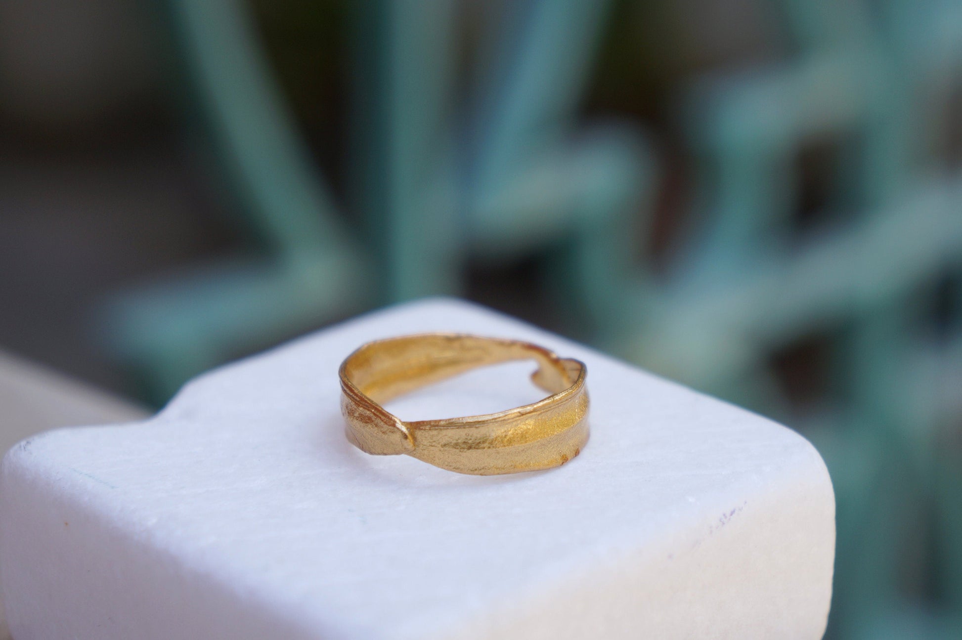 Solid Gold Olive Ring – 9k 14k 18k Gold Leaf Band | Nature Inspired Wedding Band-3