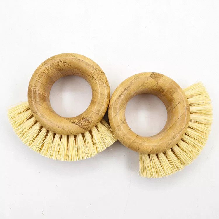 Bamboo Sisal Kitchen Ring Brush - Zero Waste Natural Veggie Brush-0