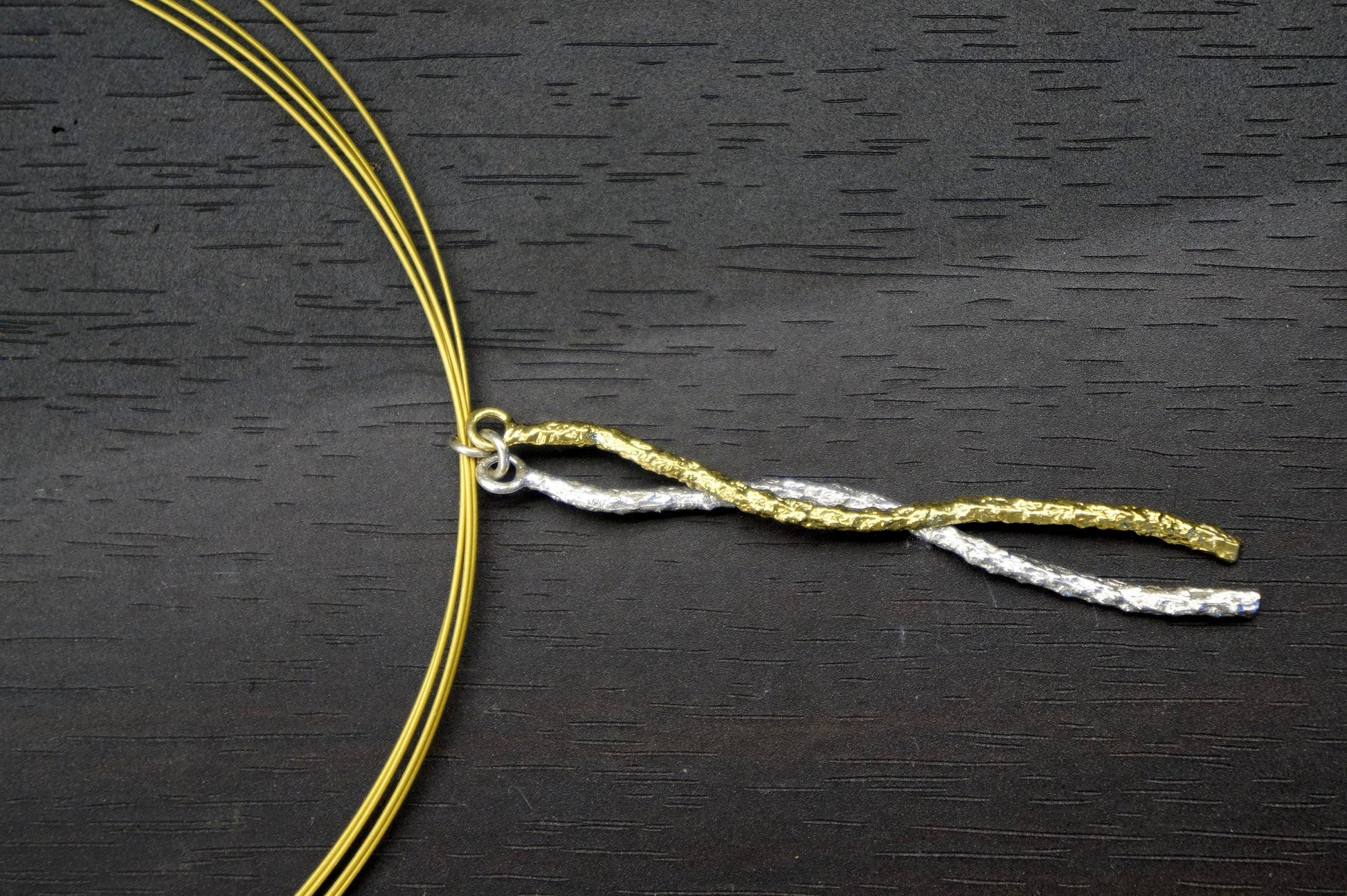 Sterling Silver Necklace – Two Tone Pine Branch Pendant | Botanical Jewelry-2