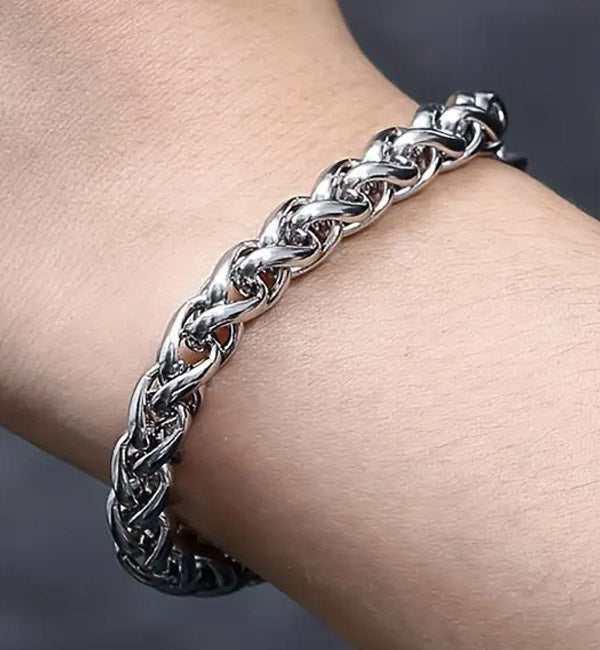 twisted rope chain bracelet with polished, intricate links mens jewelry-0