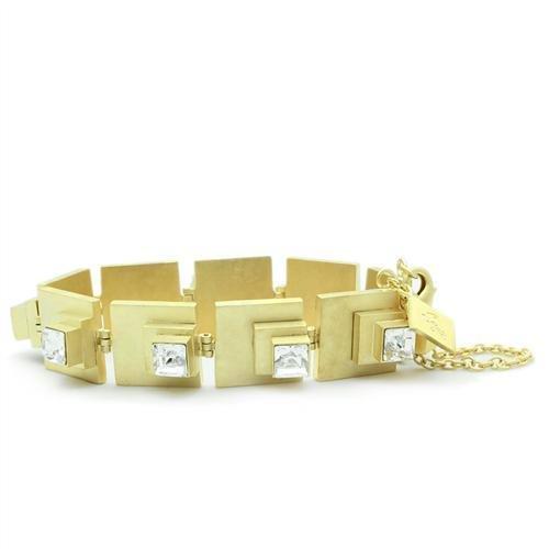 LO2037 - Matte Gold Brass Bracelet with Top Grade Crystal  in Clear-0