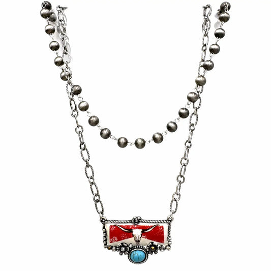 Longhorn Beer Western Necklace