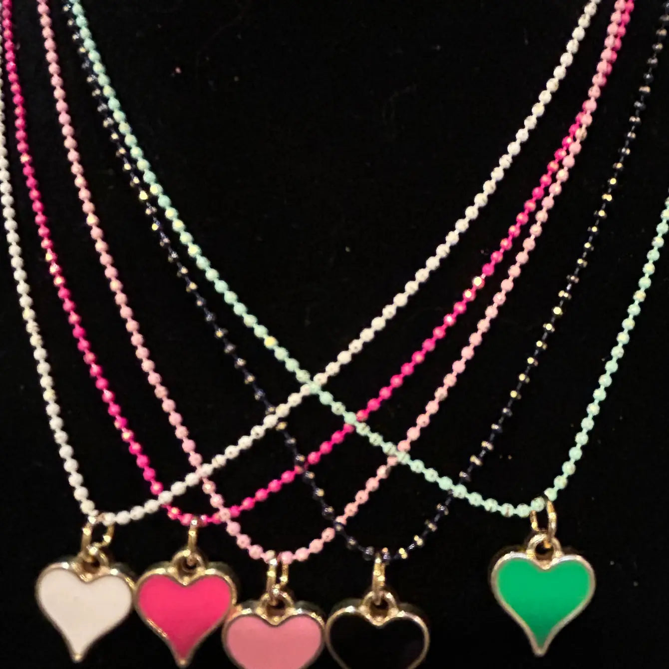 Girls Pastel Heart Tiny Head Necklace and Earrings