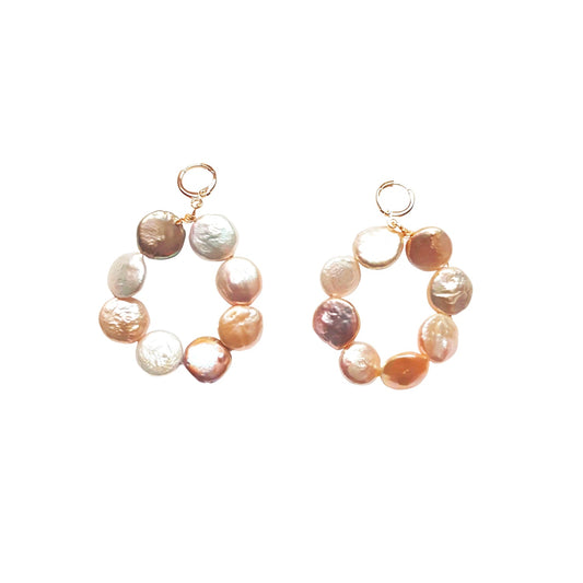 Pastel Pink freshwater pearl hoop earrings | by Ifemi Jewels-0