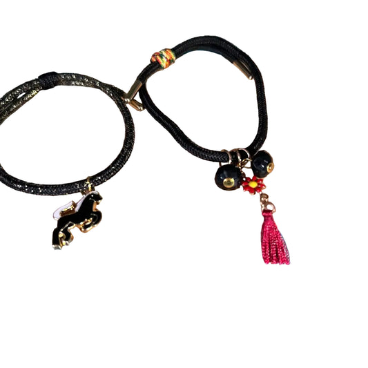 Girls Western Leather Charm Bracelet