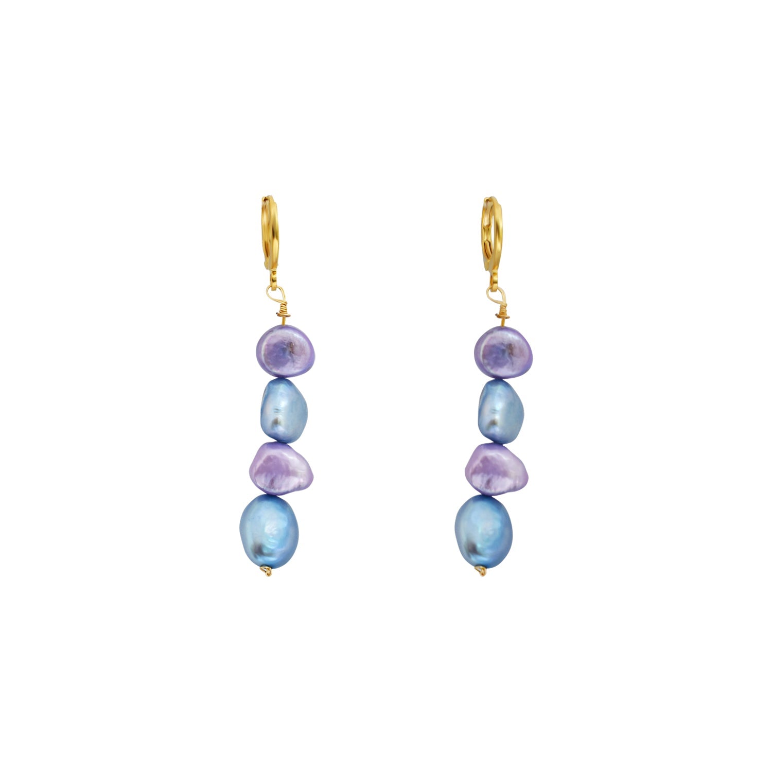 Blue lilac purple freshwater pearl huggie earrings | by Ifemi Jewels-3