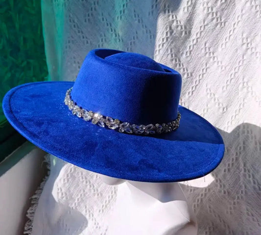 Raw flower diamond round brim Fedora Hat