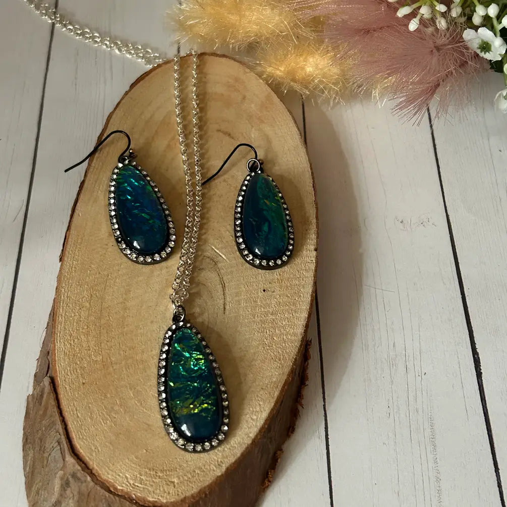 Bohemian Silver Necklace & Earrings Set