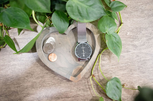 Heart Carved Catch All Tray, Change Tray-0