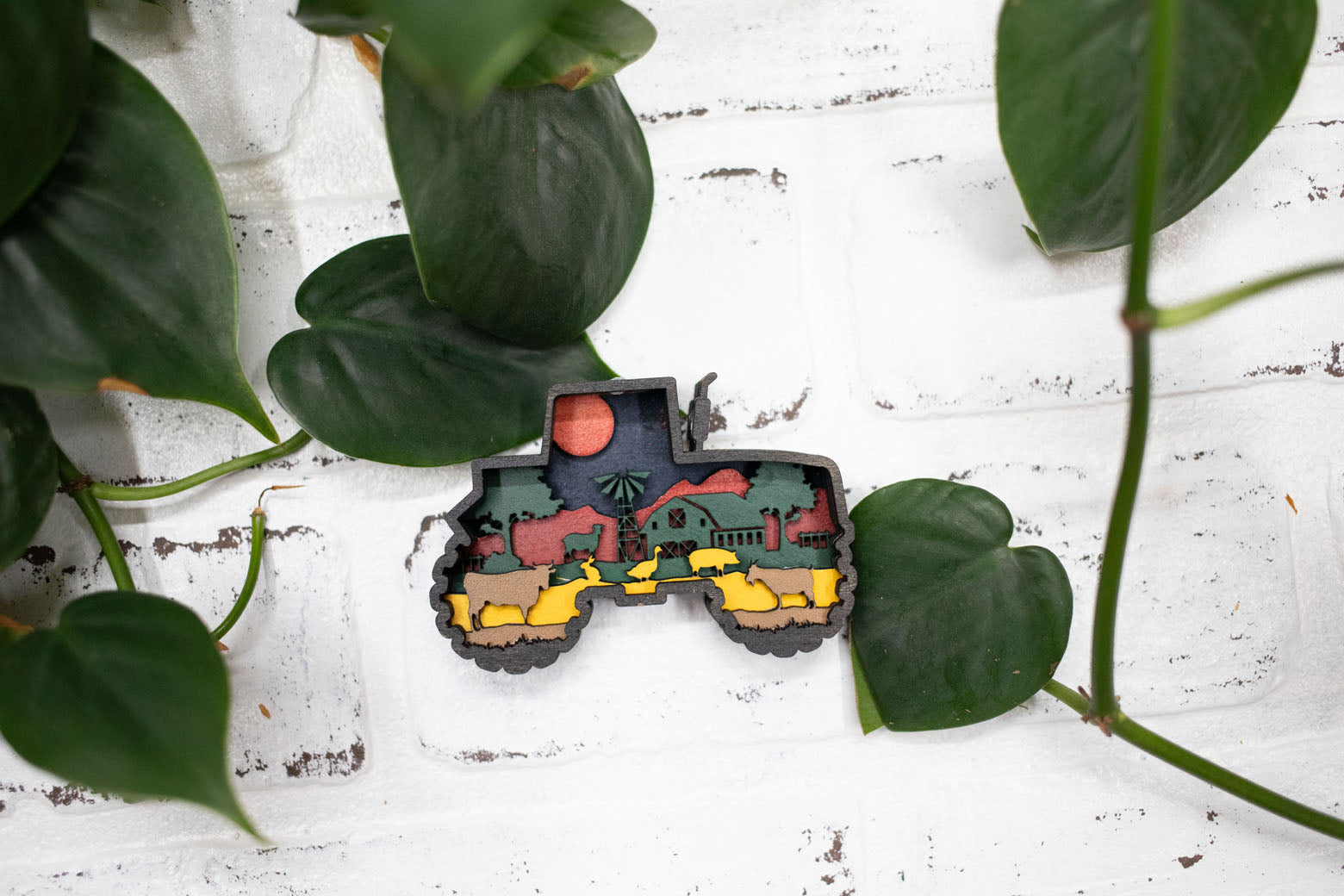 Laser Cut Tractor,  Farm Scene 3D Diorama, Handmade Farm Scene, Wall Art Decor-1