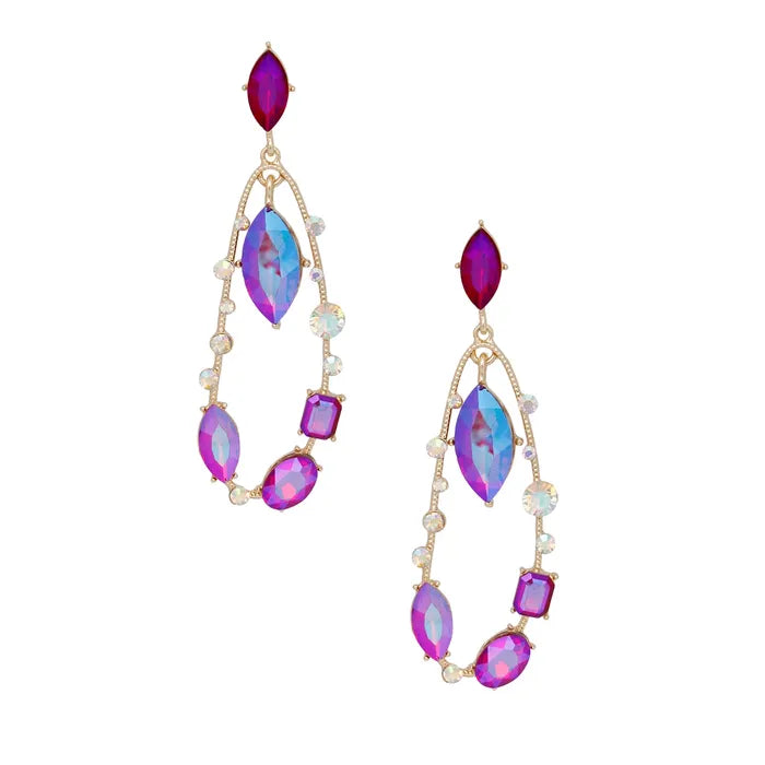 Teardrop Purple Marquise Crystal Dangle Earrings
